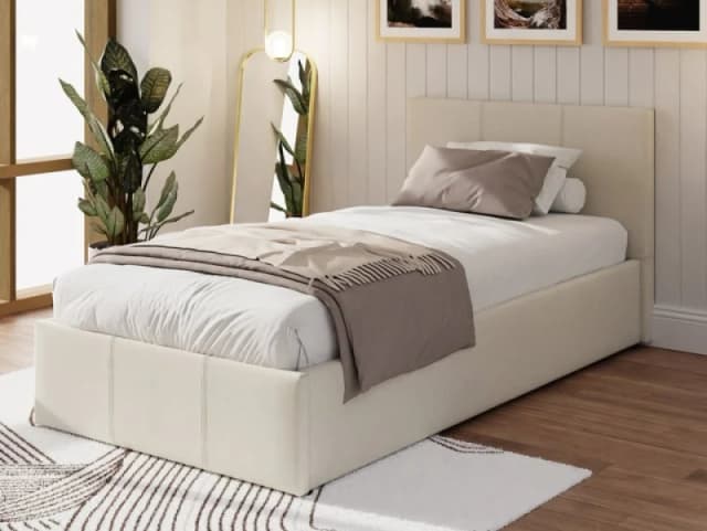 GFW Ecuador 3ft Single Natural Hopsack Fabric End Lift Ottoman Bed Frame