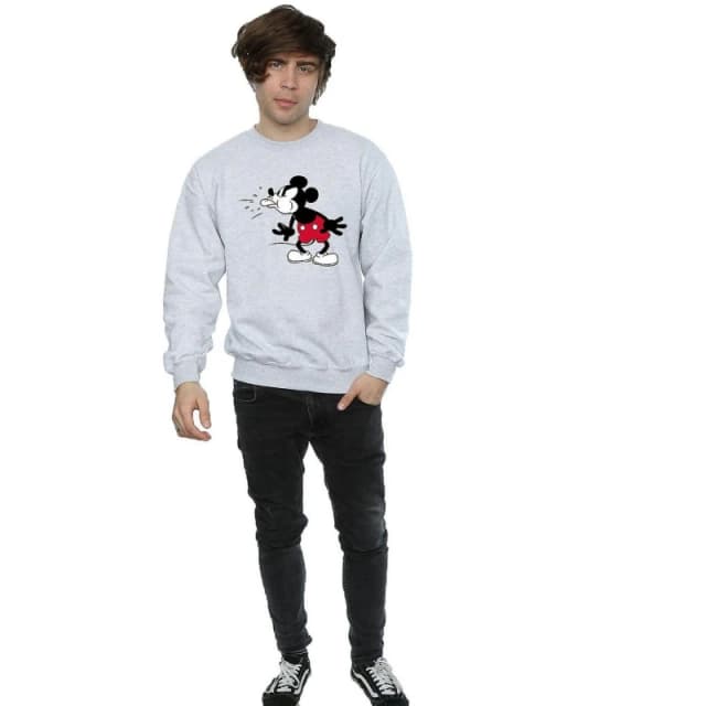 Disney Men Mickey Mouse Tongue Jumper in Grey Size: Small Grey S Male 5063300646977