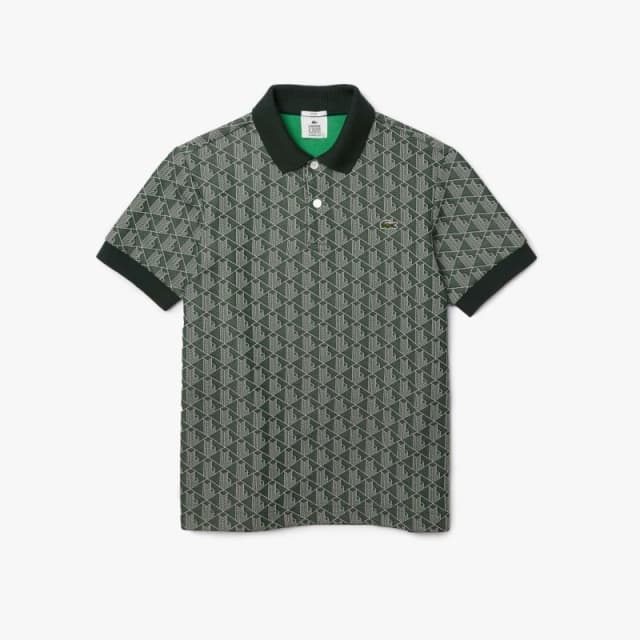 Lacoste Classic Fit Monogram Jacquard Polo Shirt - Green Green XS