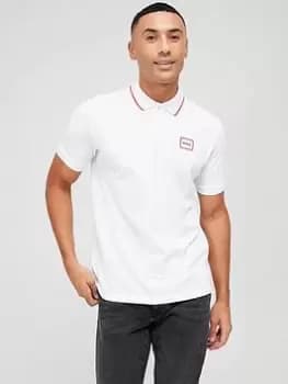HUGO Demlock Tipped Collar Polo Shirt - White Size M Men