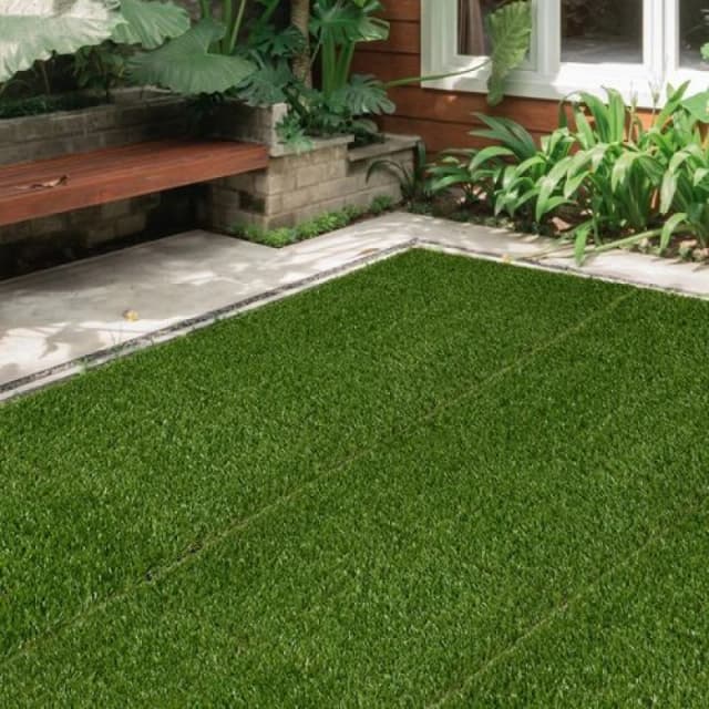 Outsunny 10 PCs 30 x 30cm Artificial Grass Turf Carpet with 25mm Pile Height, Green 844-126V02DG
