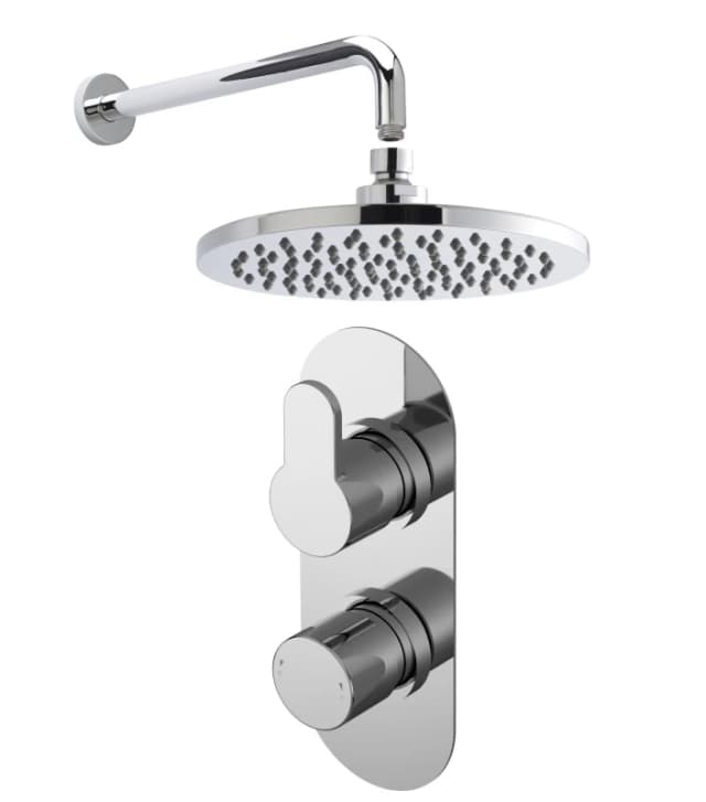 Balterley Concealed Twin Shower Valve Arm Head Kit Chrome in Silver Silver Unisex