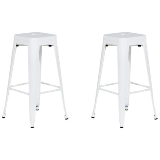 BELIANI Set of 2 Bar Stools CABRILLO Metal White 89938