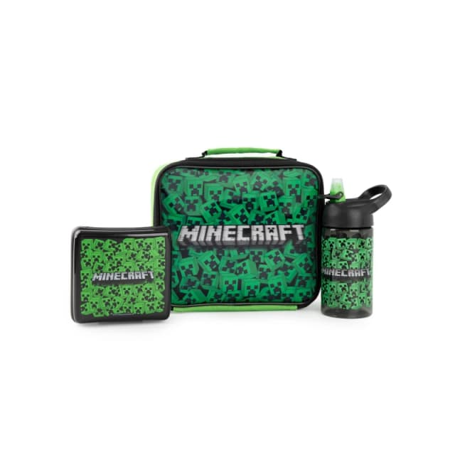 Minecraft Lunch Bag Bottle and Snack Pot Green
