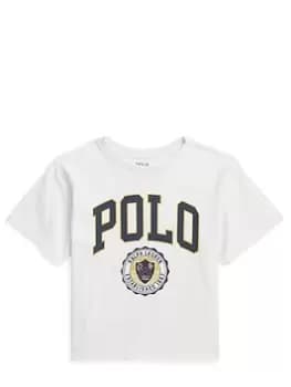 Ralph Lauren Girls Varsity Polo T-Shirt - Deckwash White, Off White, Size Age: 16 Years=Xl, Women