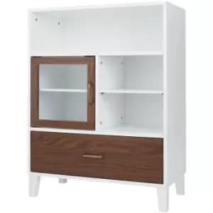 Tyler Wooden Bathroom Free Standing Storage Cabinet 33cm x 66cm x 86.8cm With Drawer & Shelves 2 Tone White/Brown EHF-F0010 - White/Natural Wood
