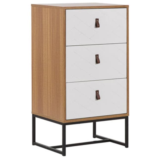 Beliani 3 Drawer Chest Nueva Light Brown/ White