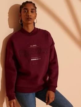 Superdry Established Crew Sweatshirt, Red, Size 6, Women