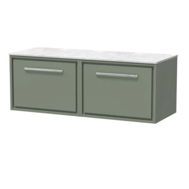 Balterley 1200mm Wall Hung Single Drawer Vanity with Marble Worktop - Fern Green Green Unisex