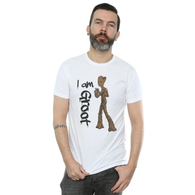 Marvel Marvel Men Avengers Infinity War Graffiti Groot T-Shirt in White Size: Small White S Male 5057864355109