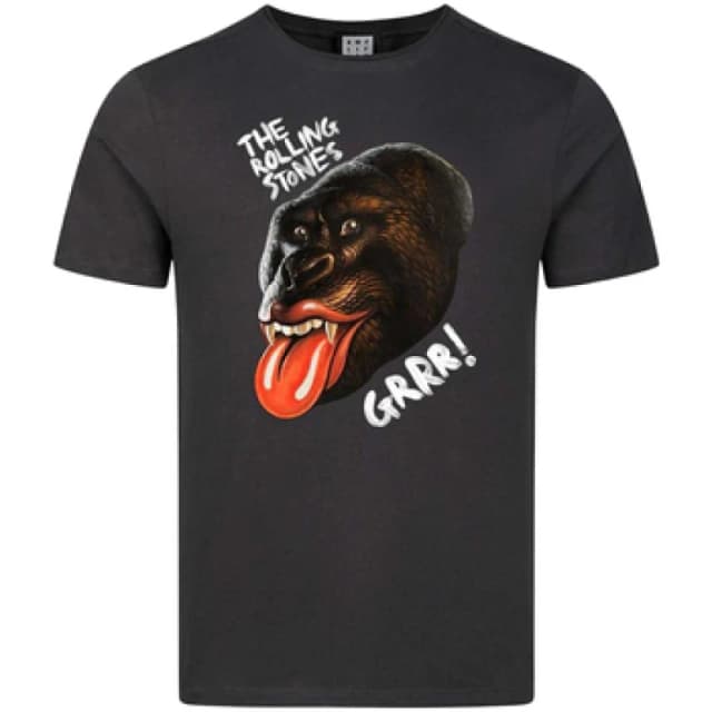Amplified Mens Grrr The Rolling Stones T-Shirt in Charcoal Size: XS Charcoal Male XS