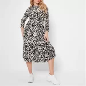 I Saw It First Animal Print Round Neck Smock Dress - Cream
