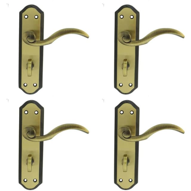 Loops 4x PAIR Spiral Sculpted Lever on Bathroom Backplate 180 x 48mm Florentine Bronze Multi