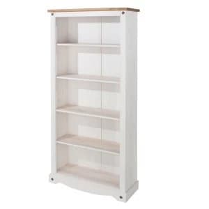 Halea Pine Tall Bookcase - White