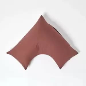 Brown Egyptian Cotton v Shaped Pillowcase 200 Thread Count - Brown - Brown - Homescapes