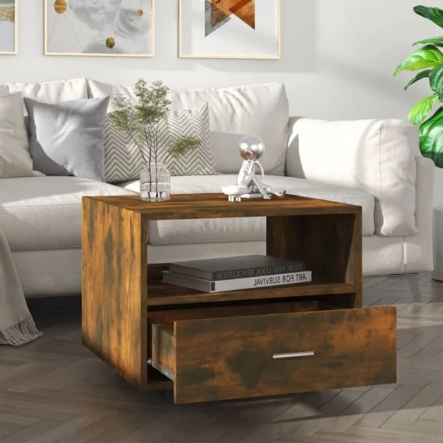VIDAXL Coffee Table Smoked Oak 55x55x40cm Engineered Wood Vidaxl 8720286967355