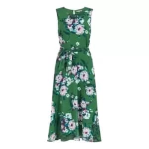 Yumi Green Watercolour Floral Skater Dress - Green