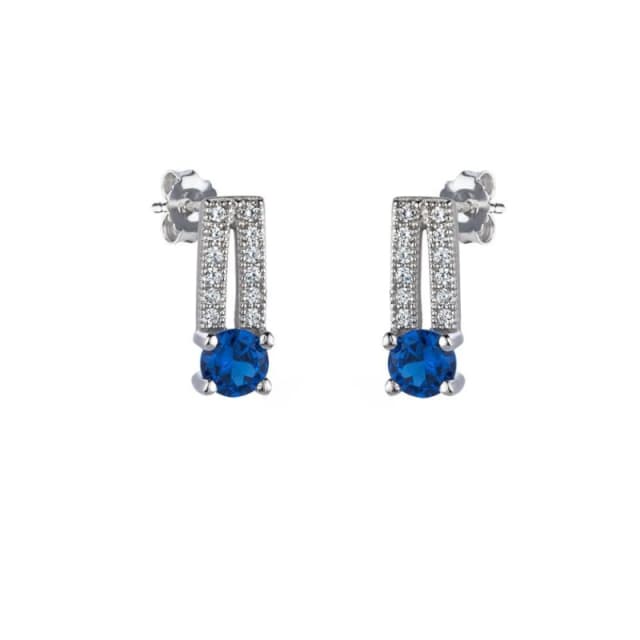 Jewelco London Sterling Silver Blue CZ Semi Split Stud Earrings - RE12174SP Silver female