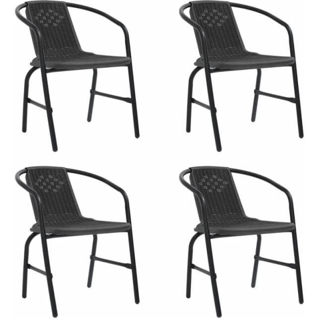 VIDAXL Garden Chairs 4 pcs Plastic Rattan and Steel 110 kg Vidaxl 8720287065098