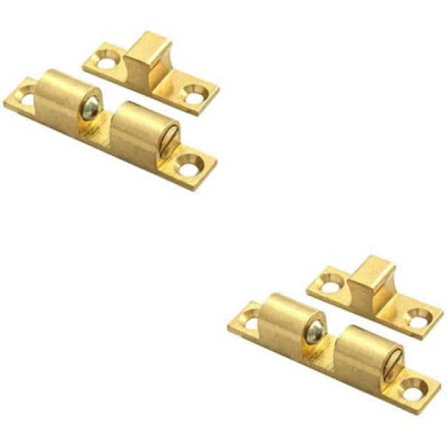 Loops 2x Double Ball Roller Cupboard Catch 60 x 11.5mm 50mm Fixing Centres Self Colour Multi unisex