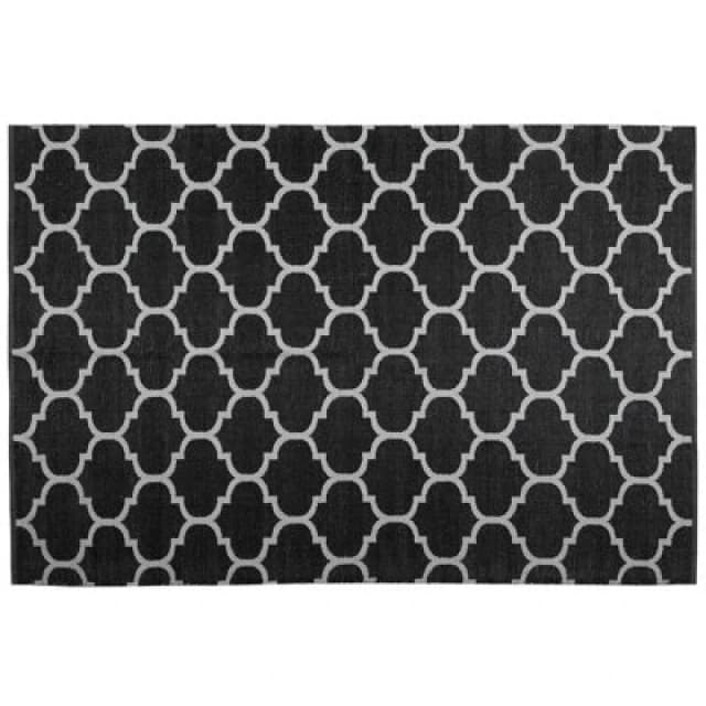 Beliani Outdoor Rug Aladana Black/ White 160 X 230 Cm Reversible