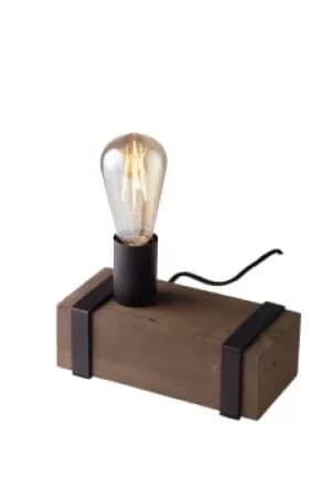 Texas Table Lamp, Dark Brown, Antique Wooden, E27