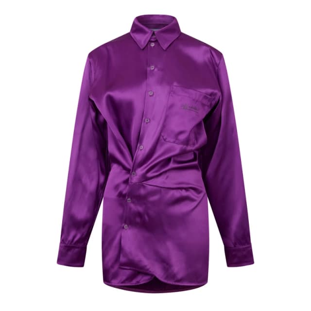 Off White Womens Duchesse Twist Front Short Sleeve Shirt Fuchsia female 6 (38)