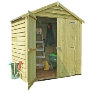 Shire 4x6ft Pressure Treated Double Door Overlap Garden Shed