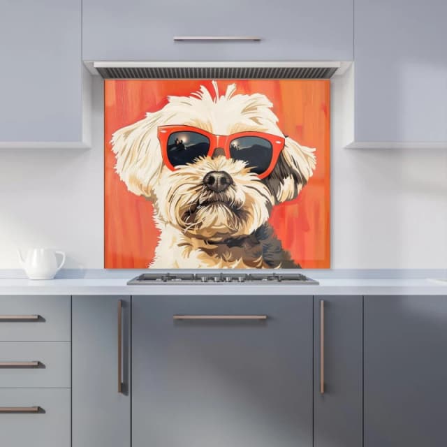 Warren Reed - Designer Cool Pup in Sunglasses Kitchen Splashback Size: 600mm x 750mm Multicolor Unisex 600mm x 750mm