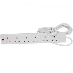 Status 6G 2 Meter White Extension Lead with Neon