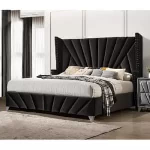 The Premiere Bed Super King Plush Velvet Black