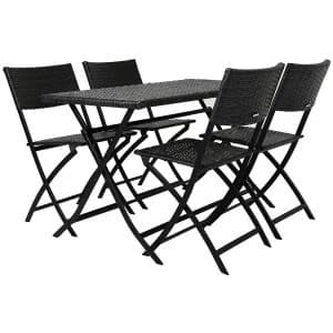 Charles Bentley Amalfi 4-Seater Folding Rattan Dining Set