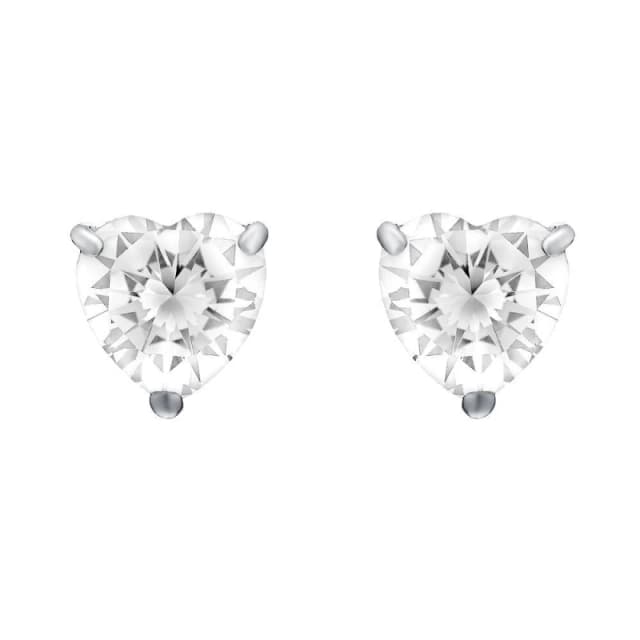 Jewelco London Silver Heart CZ Love Heart Solitaire Stud Earrings 4mm - HT4 Silver female