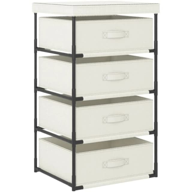 VIDAXL Storage Rack with 4 Fabric Baskets Steel Cream Vidaxl 8720286042816