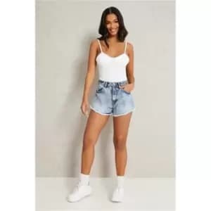 I Saw It First Mid Wash Floaty Denim Short - Blue