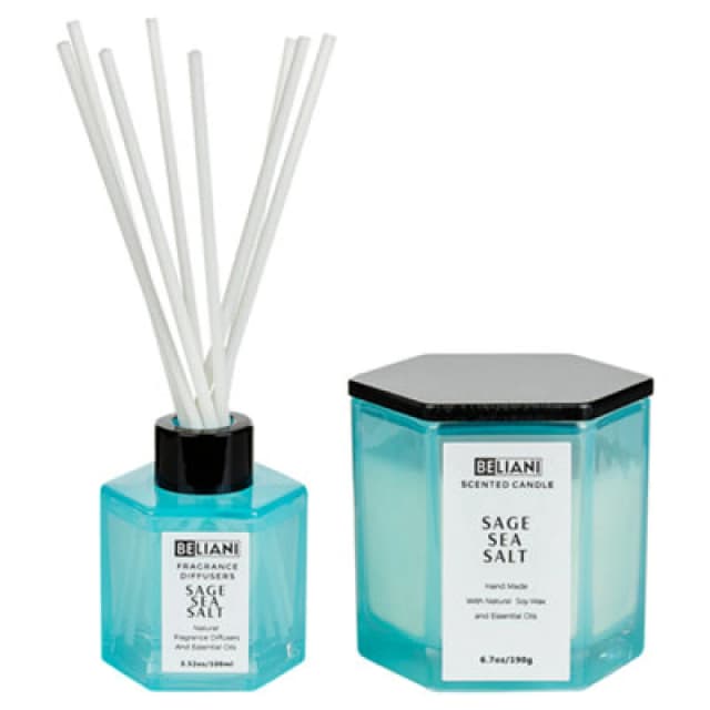 Beliani Scented Candle With Fragrance Reed Diffuser Classy Tint Soy Wax Fresh Notes