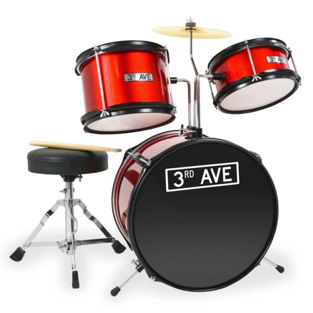 3rd Avenue 3 Piece Junior Drum Kit Red unisex 3 Piece
