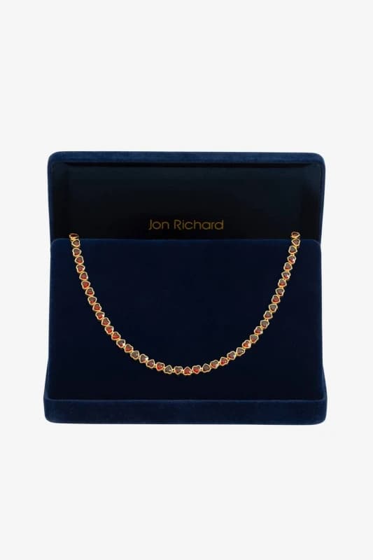 Jon Richard Gold Plated Cubic Zirconia Red Heart Necklace Chain Necklaces One Size Gold 71768410000