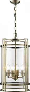 Ceiling Pendant Lantern 4 Light Antique Brass, Glass