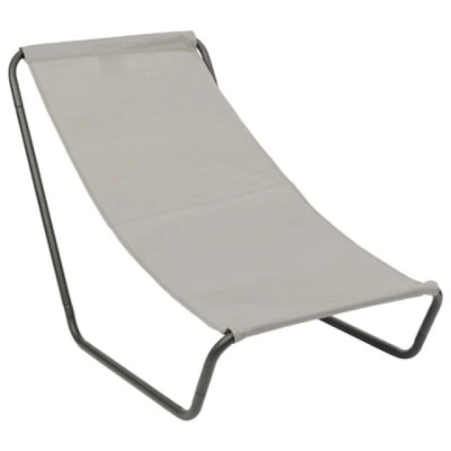 Harbour Housewares Folding Beach Lounger - Matt Black/beige