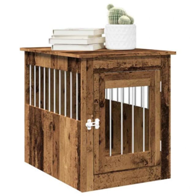 vidaXL Dog Crate Furniture Old Wood 55x75x65cm Engineered Wood, Brown 857639