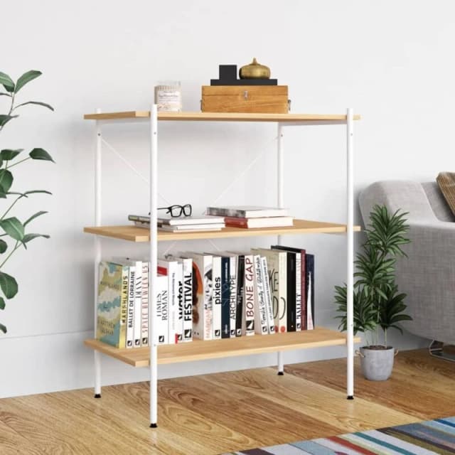 VIDAXL 3-Tier Shelving Unit White and Oak 80x40x92cm Vidaxl 8720286562963
