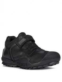 Geox Boys Savage Leather Strap And Lace School Shoe - Black