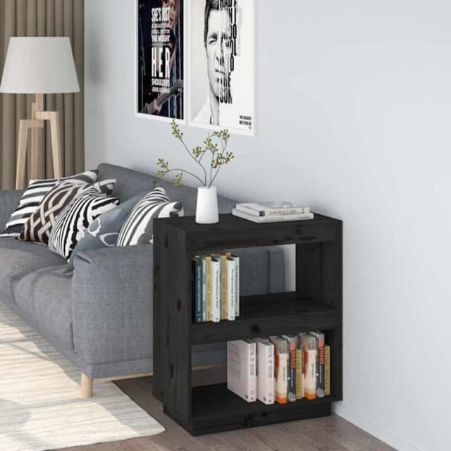 VIDAXL Book Cabinet Black 60x35x71cm Solid Wood Pine Vidaxl 8720286815946