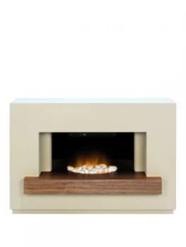 Adam Fire Surrounds Sambro Fireplace Suite In Stone Effect With Walnut Shelf