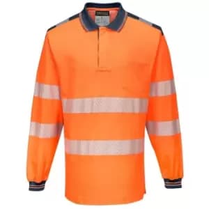 T184ONR4XL - sz 4XL PW3 Hi-Vis Polo Shirt L/S - Orange/Navy - Portwest