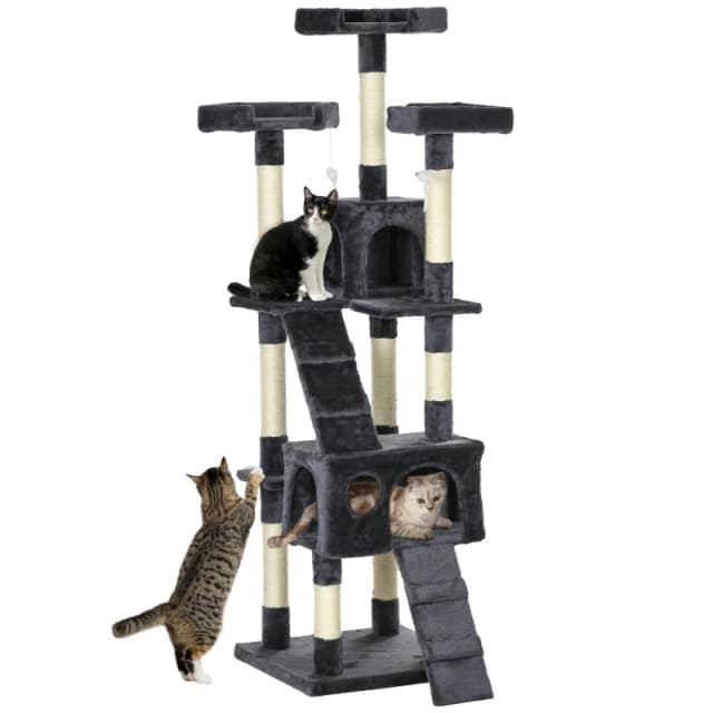 PawHut Cat Tree Scratcher Activity Centre - Condo Scratching Post Toy Bed TJ Hughes 5063603017368