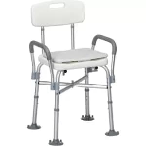 Homcom - Aluminium Shower Chair Adjustable Bath Stool for Senior Disabled Pregnant - White