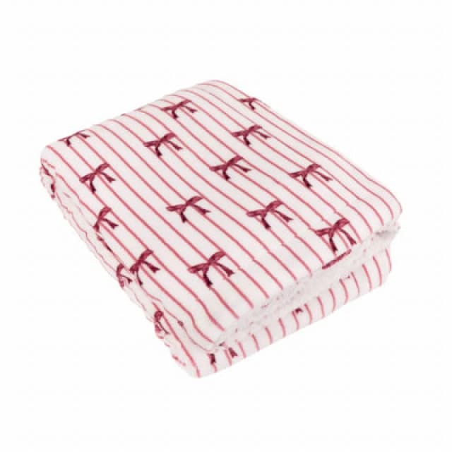 Furn Furn Noortje Bows Sherpa Fleece Throw in Pink Size: 130cm x 180cm Pink 130cm x 180cm Unisex 5025532353009