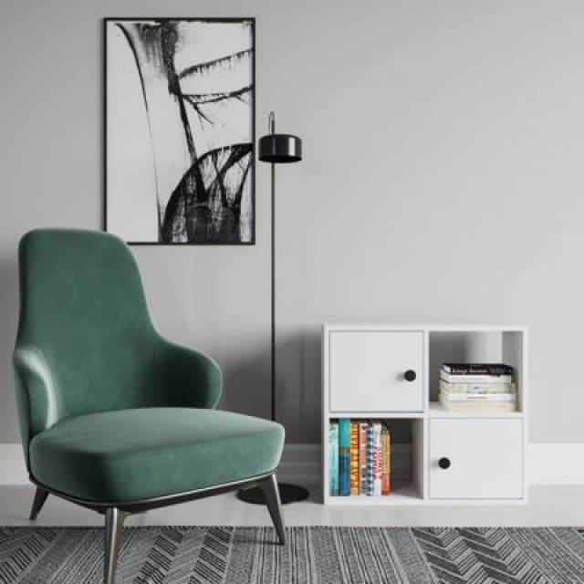 Decorotika Tuttle 2-Tier And 2 Cabinets Bookcase White